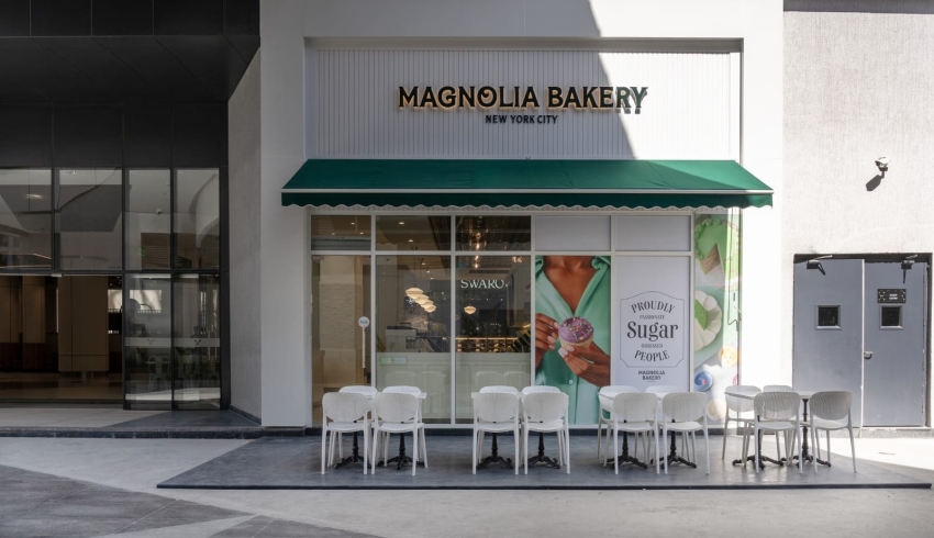 The exterior of a Magnolia Bakery location in India